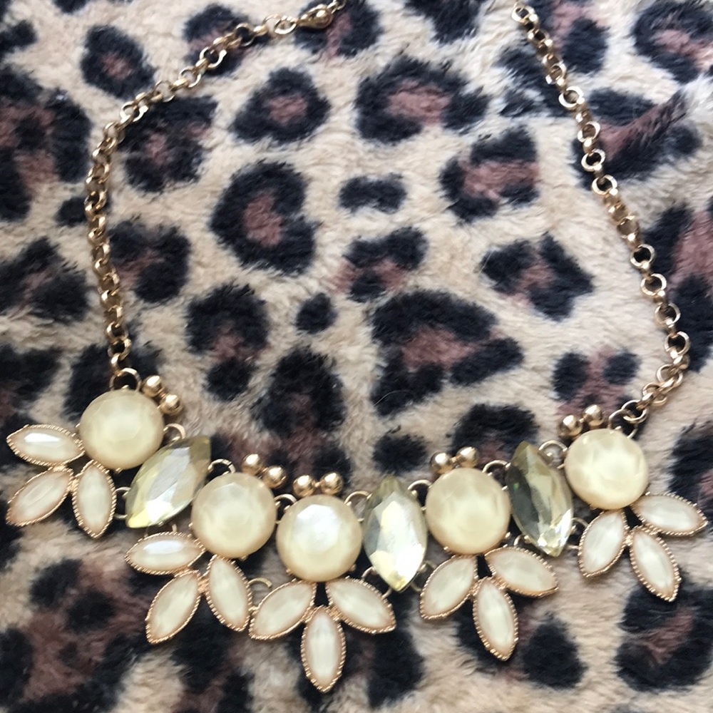 Gold and Light Beige Statement  Necklace